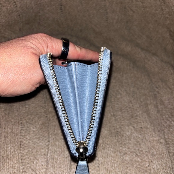 Authentic COACH Pebbled Leather Long Zip Around Wallet Slate Blue Gray EUC - Picture 8 of 9